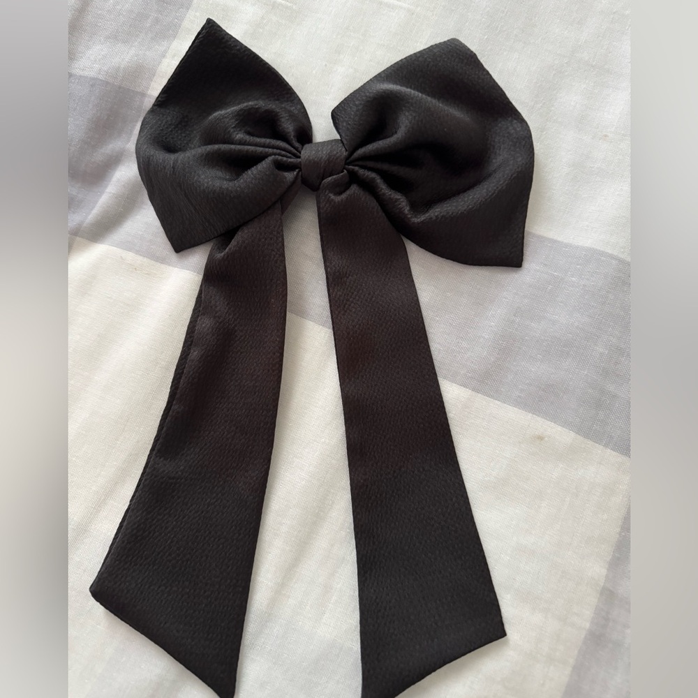 Classic Black Satin Hair Bow Accessory